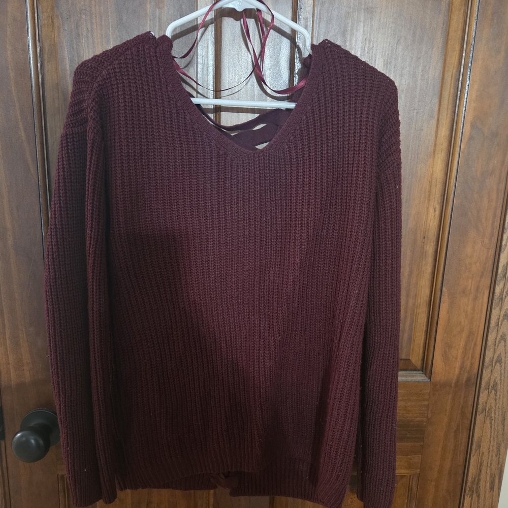 Rue21 Deep Burgundy V-Neck Sweater